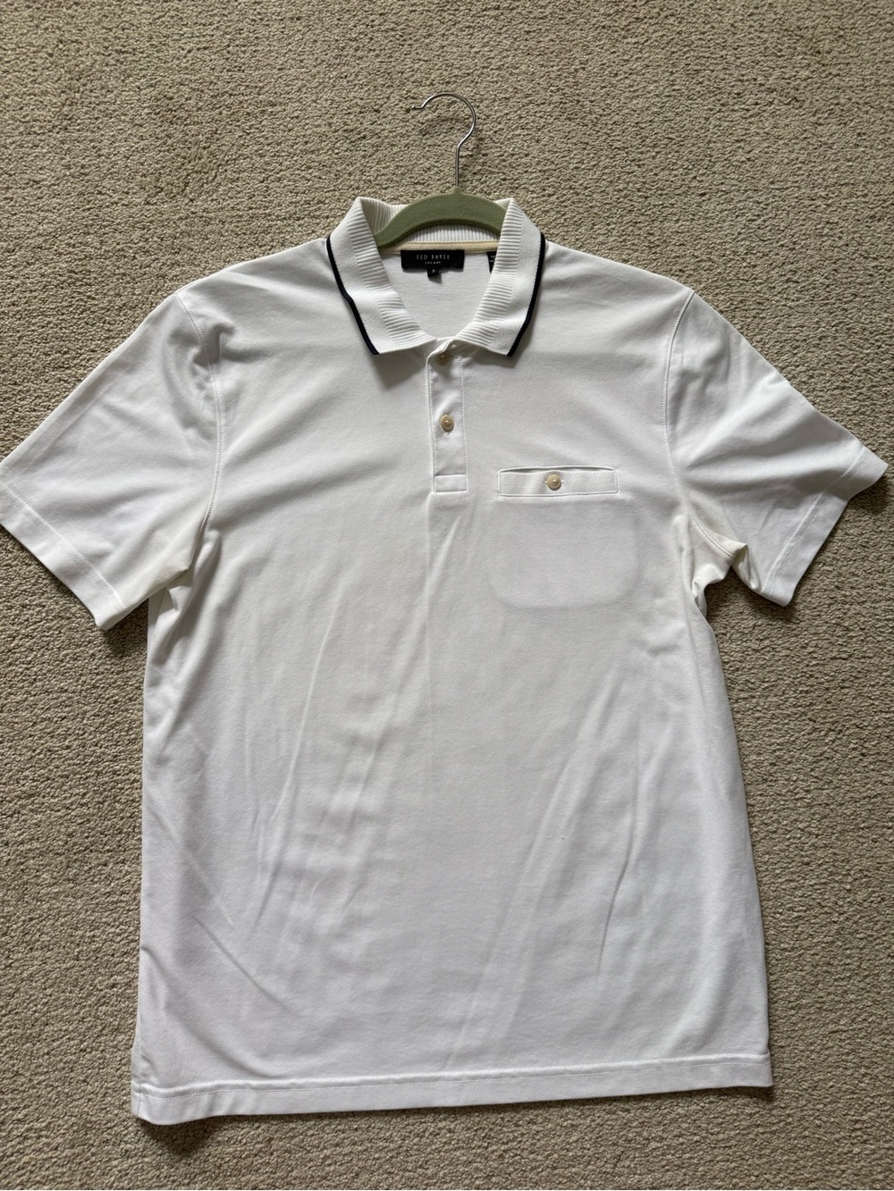 Ted Baker London White Polo with Black-Trim Collar